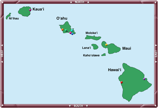 Map of Clubhouses in State of Hawaii