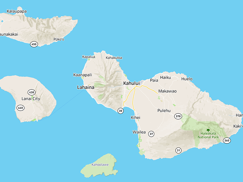 Map Maui, Molokai, Lanai