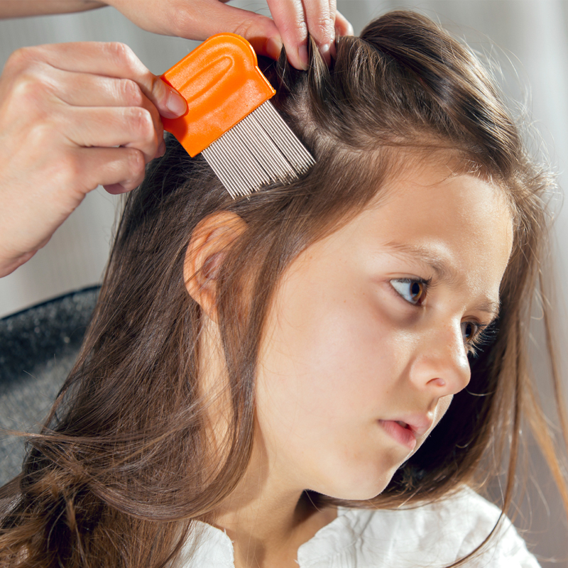 girl dislikes head lice comb