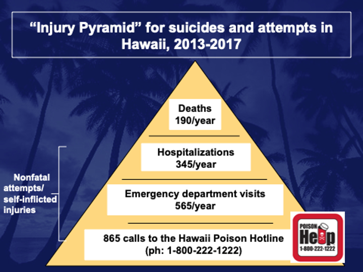 Injury Pyramid for Suicides and Attempts in Hawaii, 2013-2017