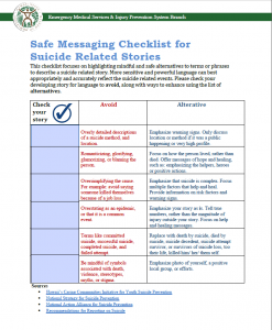 Safe Messaging Checklist for Suicide Related Stories - Cover