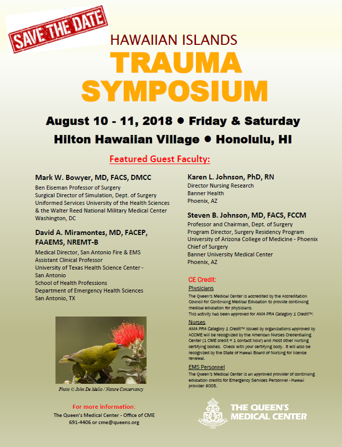 EMS & Injury Prevention System Branch SAVE THE DATE 2018 Hawaiian