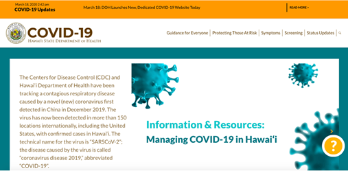 COVID-19 homepage