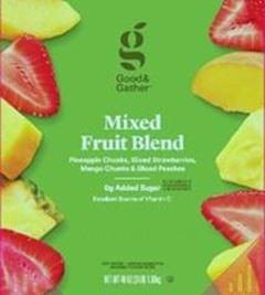Image 14 - Labeling, Good & Gather Mixed Fruit Blend packaged in a 48-ounce plastic bag 