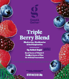 Image 17 - Labeling, Good & Gather Triple Berry Blend packaged in a 48-ounce plastic bag 
