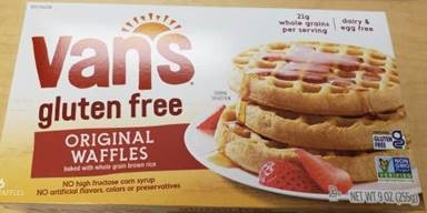 VANS original gluten free waffles, Net Wt. 9 oz; front
