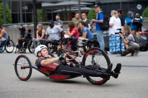 Photo: Kevin riding a Handcycle