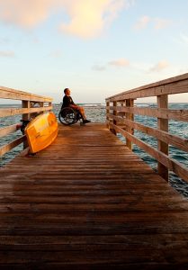 Photo: Mark Matheson at the end of a long pier