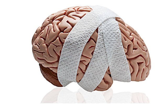 Photo Illustration of a brain with bandages