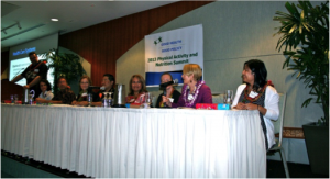 A group of people doing a panel discussion. 