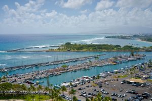 Drone shot of Ala Wai Boat Harbor